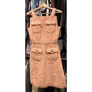 Chanel Tweed Mid Length Sleeveless Dress with faux pockets, size 38